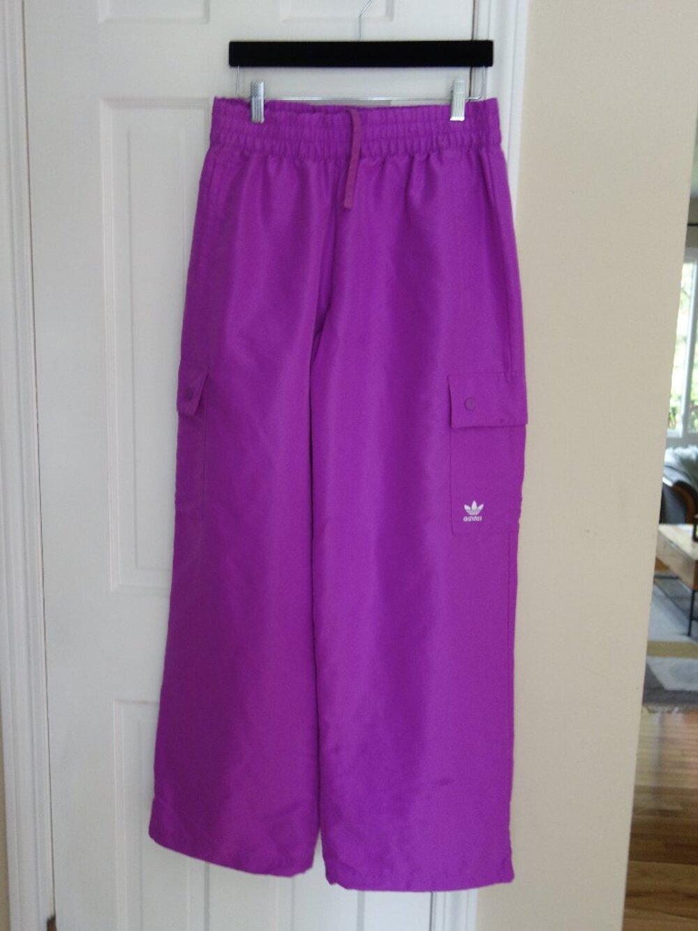 ADIDAS Purpleish/Fuchsia Athletic Cargo Windbreaker Wide-Leg Pants – Med? - Picture 2 of 9